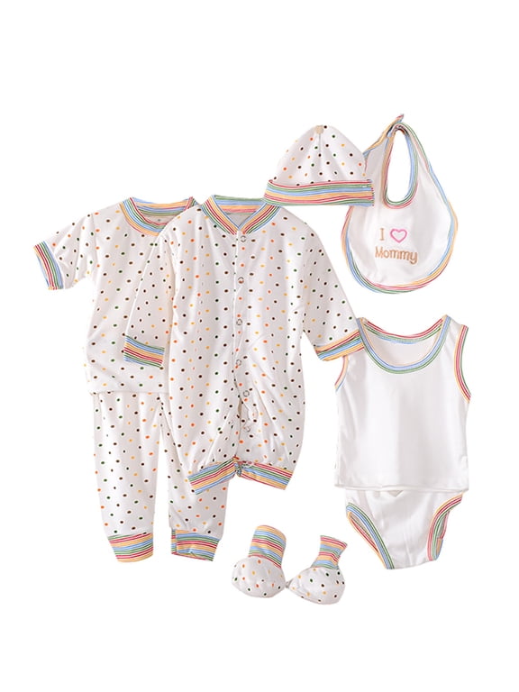 Baby Girl Newborn Clothes Outfits For Girls,8PCS Newborn Baby Boy Girl Tops+Hat+Pants+Bib+Sock Shose+Romper Outfits Set,Size One Size,Multicolor