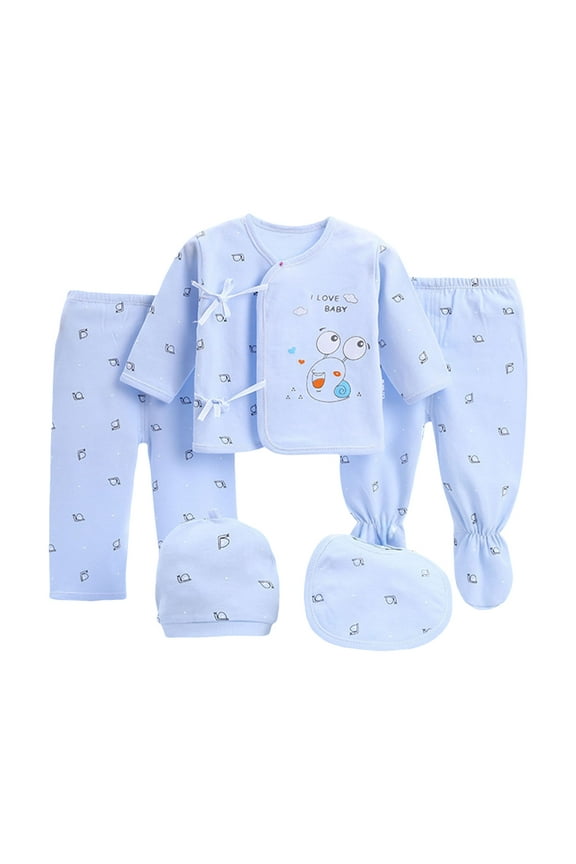 Newborn Outfits Baby Girl Newborn Boy Clothes & Baby Layette Set New Born Baby Boy Gifts 5pcs for 0-3 Months,Blue