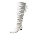 thumbnail image 1 of Povozer Over the Knee High Boots for Women Sexy Round Toe Low Heel Leather Stretch Riding Thigh High Boots(White,7.5), 1 of 6
