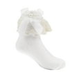 thumbnail image 1 of Povozer Ruffle Socks Ruffle Trim Socks for Baby Girls Kids Princess Style Dress Dot Pattern Ankle Socks,Size 1-2 Years,White, 1 of 5