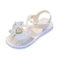 thumbnail image 1 of Povozer Sandals for Toddler Girls Dress Shoes Boys Girls Sandals with Cork Footbed Adjustable Buckle Casual Flip Flops Sandals Open Toes Flat for Kids Toddler for 9,Beige, 1 of 7