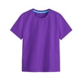 thumbnail image 1 of Povozer Short Sleeve Tees for Girls Shirts Short Sleeve Soft Cotton T-Shirts Plain Tees Tops Clothes for Kids for 9-10 Years,Purple, 1 of 4