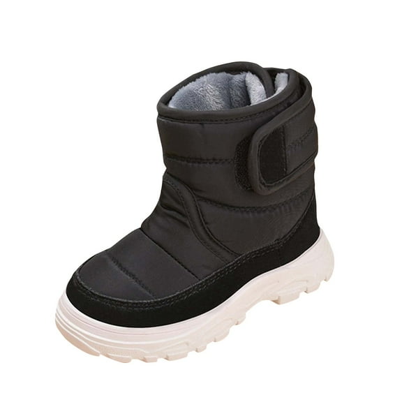 Povozer Snow Boots for Boys & Girls Warm Waterproof Slip Resistant Winter Shoes(Black,2-2.5 Years)