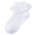 thumbnail image 1 of Povozer Socks For Girls Ruffle Socks For Girls 7t-9t Children's Socks Spring Fall Girls Socks Dance Breathable Student Short Socks Children's Socks Size 7-9 Years,White, 1 of 3