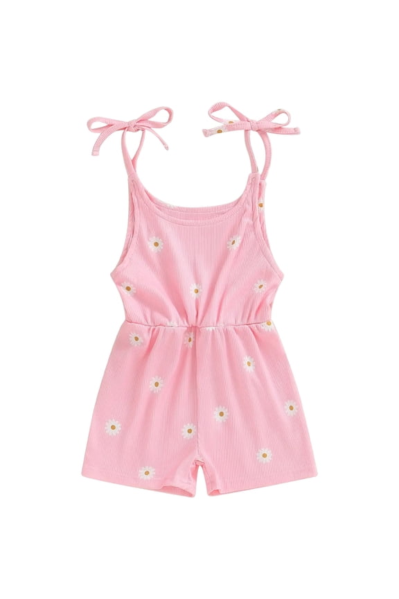 Summer Jumpsuit Baby Girl Clothes Toddler Girl Romper With Skirt Overlay Summer Jumpsuit with Bow,Size 6-12 Months,Pink