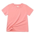 thumbnail image 1 of Povozer Tops for Girls Short Sleeve 18 Months-9 Years 2025 Girls Summer T Shirts Kids Casual Crewneck Short Sleeve Loose Basic Tee Tops for 6-7 Years,Pink, 1 of 4