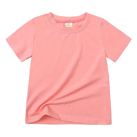 Povozer Tops for Girls Short Sleeve 18 Months-9 Years 2025 Girls Summer T Shirts Kids Casual Crewneck Short Sleeve Loose Basic Tee Tops for 6-7 Years,Pink