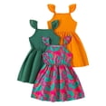 thumbnail image 1 of Povozer Teen Girl Dresses Girl Dress Fashion Girls Dresses Toddler Girls Dress 3 Pack Casual Party Print Skater A Line Dress Size 4-5 Years,Green, 1 of 4