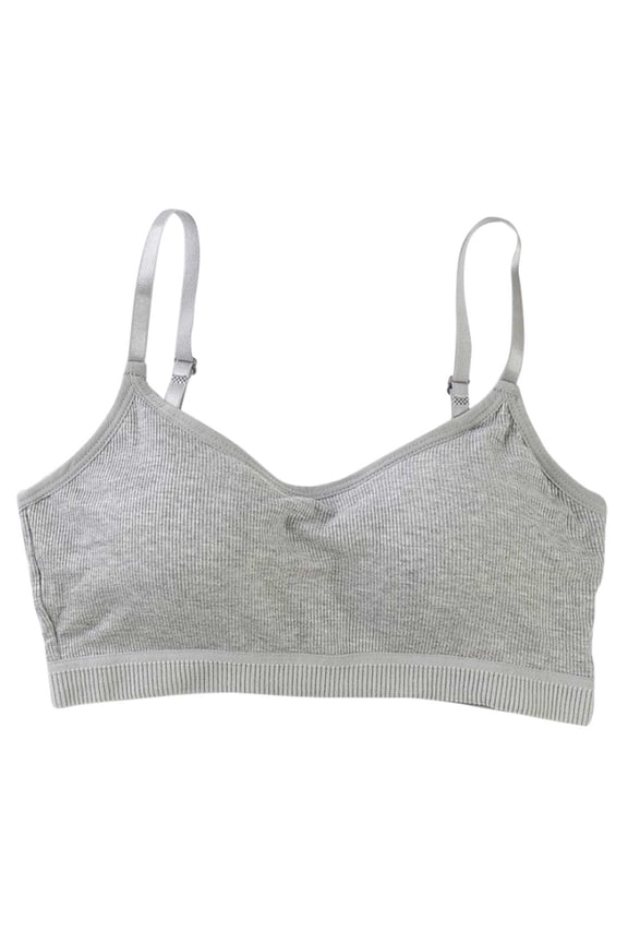 Teens Girls Training Bras Big Kids Lightly Padded Adjustable Sport Bra(Gray,10-16Y)