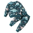 thumbnail image 1 of Povozer Toddler Baby Boy Clothing Sets Dinosaur Printed Long Sleeve Tops Pants(Blue,2-3Y), 1 of 6