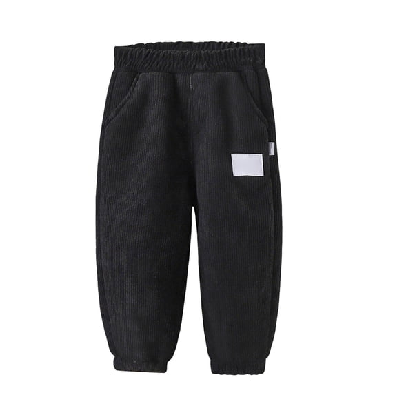 Povozer Toddler Baby Boy Elastic Waist Casual Trousers Fall Winter Pants(Black,18-24M)