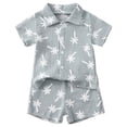 thumbnail image 1 of Povozer Toddler Baby Boy Outfit 12-18Months Toddler Boys Activewear Outfit Sets Baby Toddler Boys Outfit Sets, Crew Neck Waist Short Sleeve Summer T-shirts with Shorts,Size 12-18 Months,Blue, 1 of 7