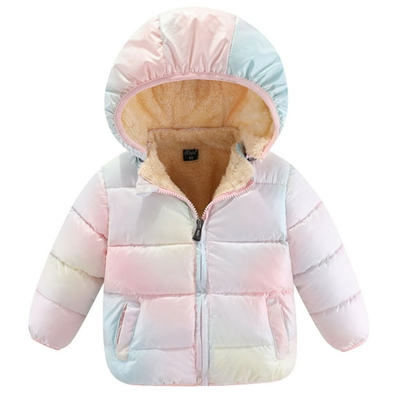 Povozer Toddler Baby Boys Girls Hooded Puffer Jacket Kids Thicken Warm Winter Coat Outerwear(Pink,18-24 Months)