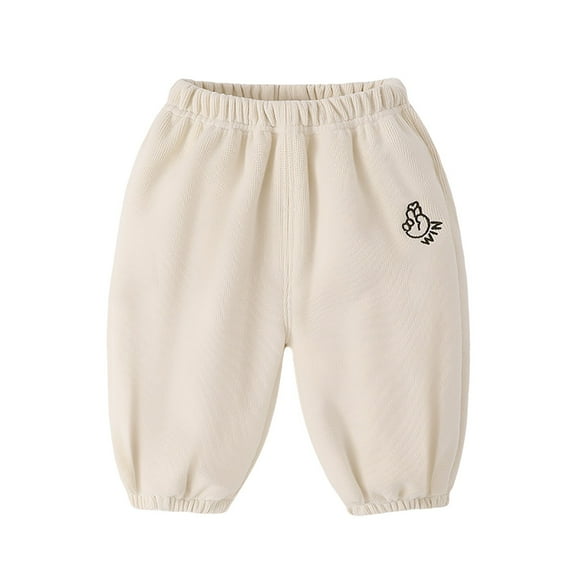Povozer Toddler Baby Boys Girls Sweatpants Elastic Waist Bottom Pants Newborn(Beige,4-5Y)