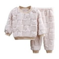 thumbnail image 1 of Povozer Toddler Baby Fleece Pants Pullover Tops Set Winter Warm Sweatshirt Pants 2pcs Set(Light Pink,4-5 Years), 1 of 3