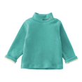 thumbnail image 1 of Povozer Toddler Baby Girl Basic Solid Color Turtleneck T Shirt Top Long Sleeve(Blue,12-18M), 1 of 3