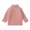 thumbnail image 1 of Povozer Toddler Baby Girl Basic Solid Color Turtleneck T Shirt Top Long Sleeve(Pink,18-24M), 1 of 5