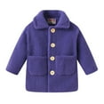 thumbnail image 1 of Povozer Toddler Baby Girl Fleece Jacket Long-sleeve Button Wool Blend Coat(Dark Purple,2-3Y), 1 of 5