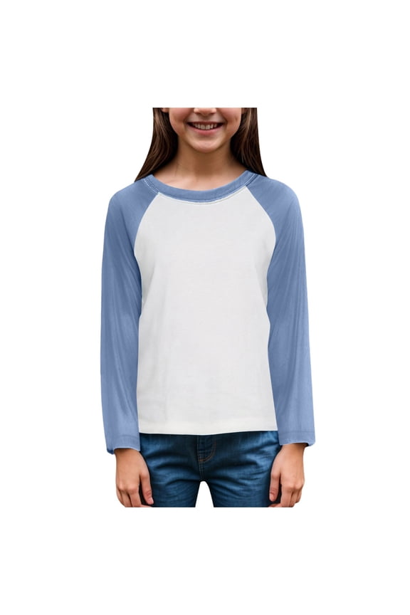 Toddler Baby Girls Boys Long Sleeve Shirts Raglan Shirt Baseball Tee(Light Blue,18-24M)