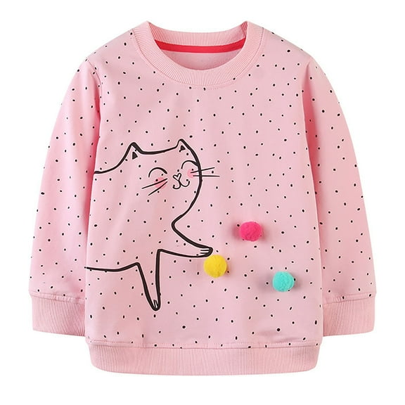Povozer Toddler Baby Girls Sweatshirts Crewneck Pullover Long Sleeve Shirts Tops Girl Fall Winter Clothes(Pink,2 Years)
