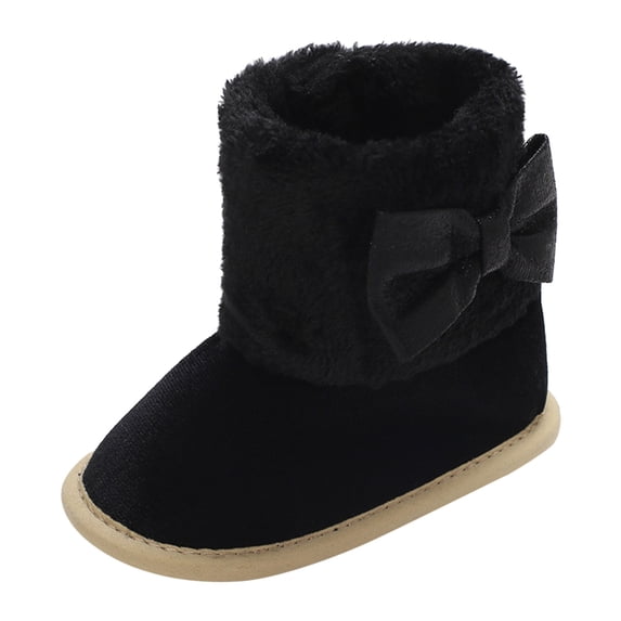 Povozer Toddler Boots Premium Soft Sole Warm Winter Boots for Infant Baby Girls(Black,6)