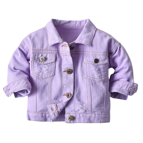 Povozer Toddler Boy Denim Shirt Jackets Vintage Jeans Jacket Baby Outwear(Purple,3-6M)