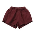 thumbnail image 1 of Povozer Toddler Boy Elastic Waist Pull On Cotton Shorts for Littler Kids Boys(Wine,6-12M), 1 of 5