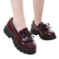 thumbnail image 1 of Povozer Toddler Boy's Girl's Dress Shoes Oxford School Uniform Shoes Flats(Wine,12.5), 1 of 6