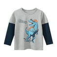thumbnail image 1 of Povozer Toddler Boys Excavator Shirt Little Boys Long-Sleeve T-Shirts Raglan Pocket Crewneck Cotton Cartoon Christmas Active Tops Tees Grey,90,100,110,120,130,140 for 4-5 Years,Grey, 1 of 8