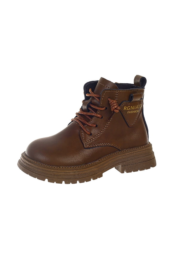 Toddler Boys Girls Boots Kids Work Boots Winter Snow Boots Lace up Hiking Outdoor Boots(Khaki,8-9 Years)