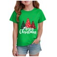 thumbnail image 1 of Povozer Toddler Boys Girls Christmas Shirt Kids Comfortable Breathable Stylish Print Short Sleeved Top For Girls,Size 7-8 Years,Green, 1 of 4