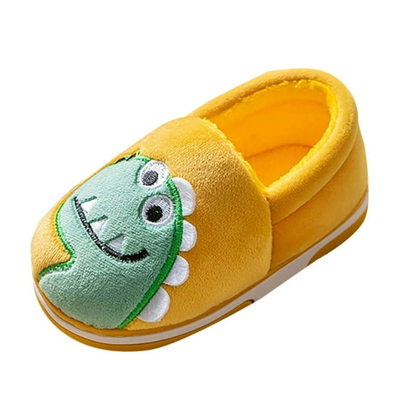 Povozer Boys Girls Cute Cartoon Slippers with Memory Foam Kids Warm House Shoes(Yellow,9.5)