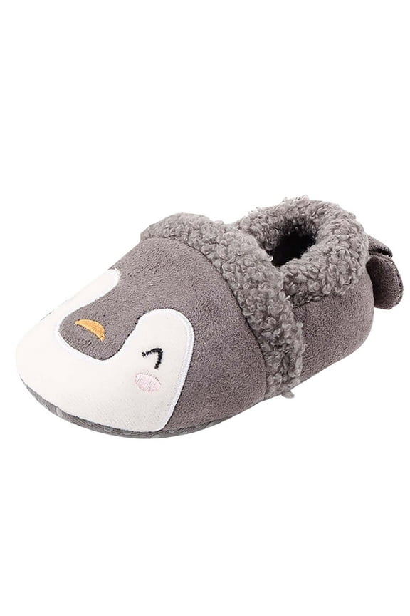 Toddler Boys Girls House Slippers Indoor Home Shoes Warm Slipper(Gray,4)
