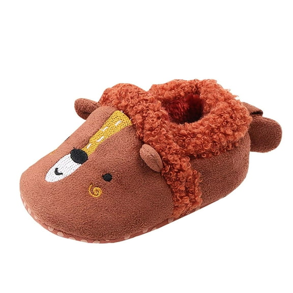 Povozer Toddler Boys Girls Slippers Kids House Slippers Warm Cute Home Slipper(Brown,5)