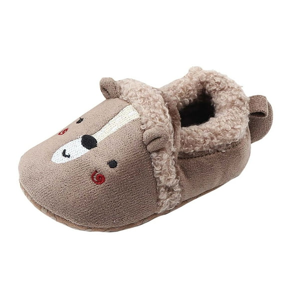 Povozer Toddler Boys Girls Slippers Kids House Slippers Warm Cute Home Slipper(Gray,5)