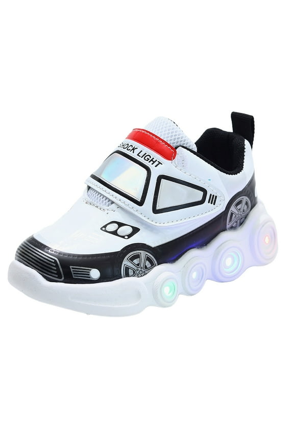 Toddler Boys Led Shoes Kids Light up Sneakers(White,7.5)