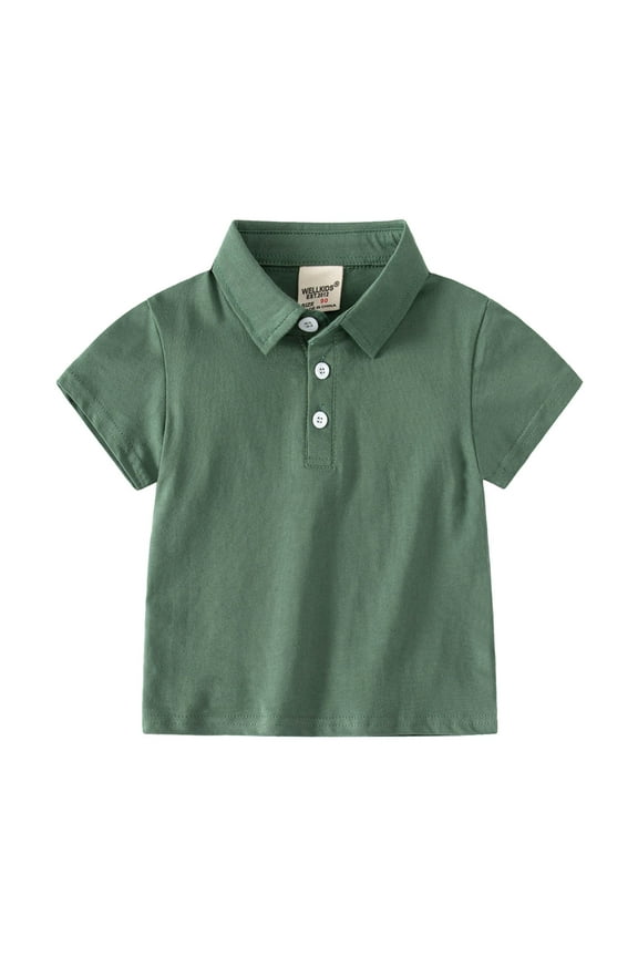 Toddler Boys Short Sleeve Solid Color Polo Neck Tee T Shirts(Green,3-4Y)