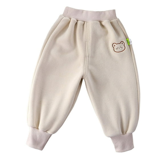 Povozer Toddler Boys and Girls Cotton Pull on Sweatpant(Beige,7-8 Years)