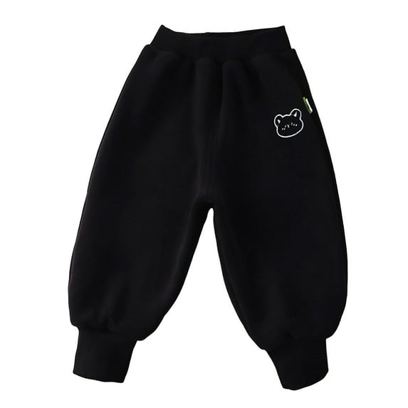 Povozer Toddler Boys and Girls Cotton Pull on Sweatpant(Black,6-7 Years)