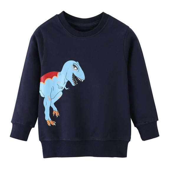 Povozer Toddler Crewneck Sweatshirt Toddler Boys Long-Sleeved T-Shirt Kids Baby Casual Tops Children's Spring Cotton Tees Dark Blue,2,3,4,5,6,7 for 3 Yerars,Dark Blue
