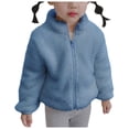 thumbnail image 1 of Povozer Toddler Fleece Jacket Lightweight Warm Winter Coats for Baby Girls(Navy,3-4Y), 1 of 3