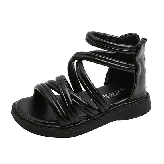 Povozer Toddler Girl Dress Sandals Sandals Roman Sandals Big Children Summer Sandals (Black, 10.5 Little Child)