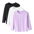 thumbnail image 1 of Povozer Toddler Girl Long Sleeve Rib Ruffle T-Shirt 3PC Girls Comfortable Breathable Long Sleeved Casual Versatile Solid Color Tops,Size 1-2 Years,D, 1 of 4