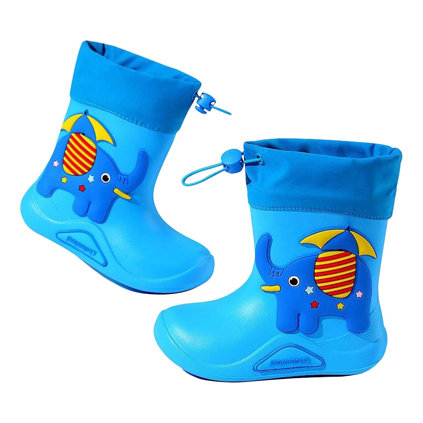 Povozer Toddler Girl Rain Boots Babys Rain Boots Children Waterproof Shoes for Boys Girls(Blue,7-8 Years)