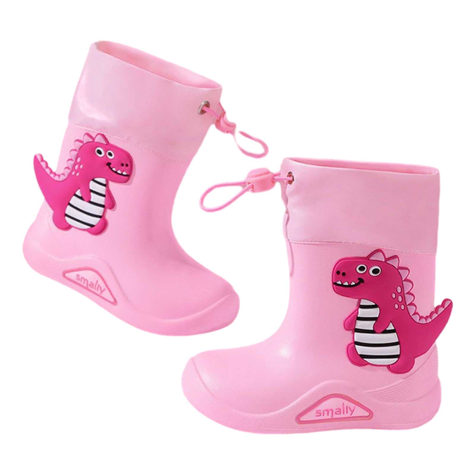 Povozer Toddler Girl Rain Boots Babys Rain Boots Children Waterproof Shoes for Boys Girls(Pink,7-8 Years)