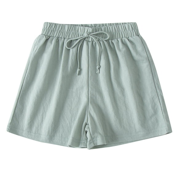 Povozer Toddler Girl Shorts Ruffled Shiny Shorts for Kids Workout Athletic Dance(Mint Green,4Y)