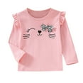 thumbnail image 1 of Povozer Toddler Girl Sweatshirt Girls and Toddlers' Long Sleeve Ruffle T-Shirt for 5-6 Years,Red, 1 of 9
