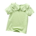 thumbnail image 1 of Povozer Toddler Girl T‑Shirt Baby Girl Clothes Girls Casual T Shirts, Short Sleeve Shirts for Girls, Solid Color Shirts Girls Summer Casual Crewneck Short Sleeve Tops Fashion,Size 5-6 Years,Green, 1 of 9