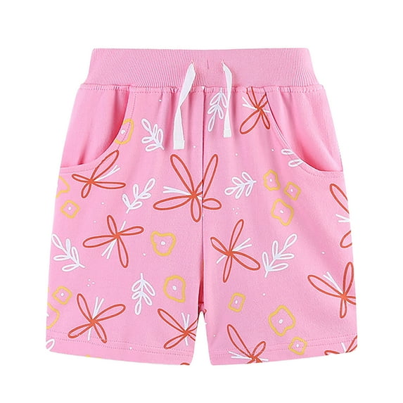Povozer Toddler Girls Biker Shorts Solid Toddler Kids Lightweight Breathable Jogger Shorts Summer Beach Shorts Waist Causal Sweatpants for 18-24 Months,Pink