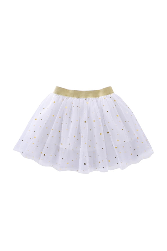 Toddler Girls Layered Tutu Skirt Tulle Dance Princess Party Skirts(White,12-24M)